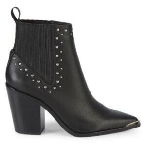 Kenneth Cole Bynona /West Side Studded Leather Western Black Booties EUC sz 5.5